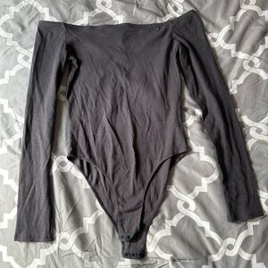 Charcoal Ribbed Knit Bodysuit